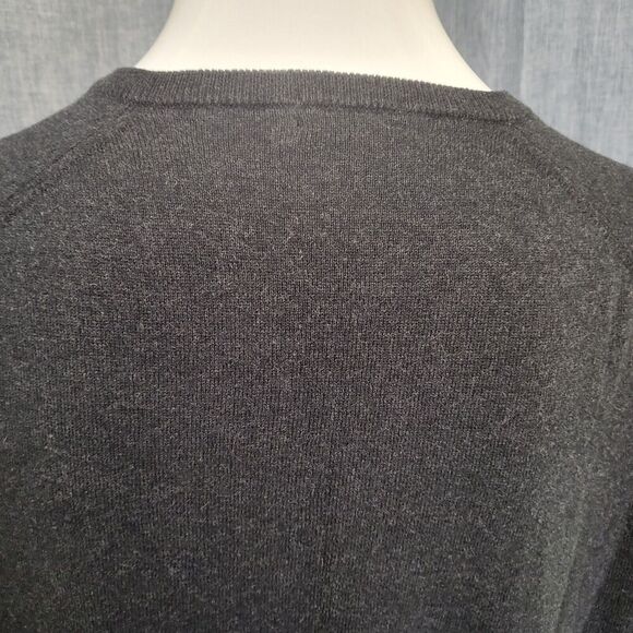 J Crew V-Neck Sweater Classic Cotton Cashmere Blend Charcoal Gray Men's L - Picture 5 of 12